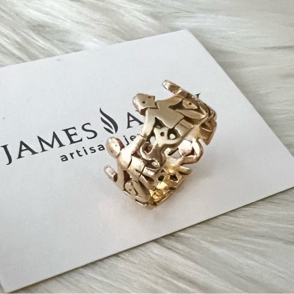 James Avery 14k gold paper dolls boys girls holding hands wide band retired - Picture 8 of 13